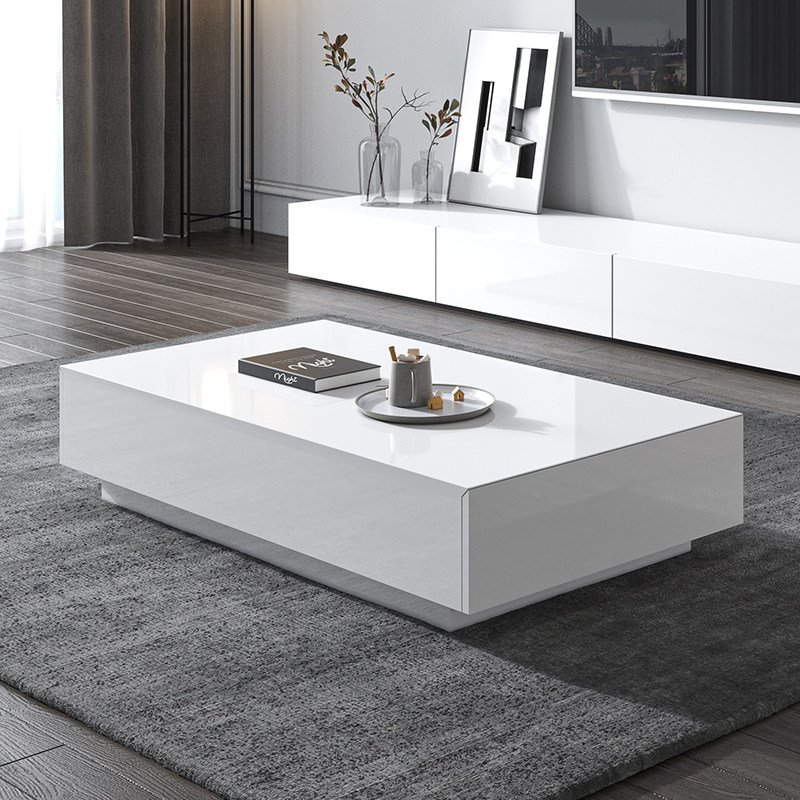 Nordic living room square coffee table small apartment household solid wood white storage cabinet modern minimalist square coffee table tea table tea table