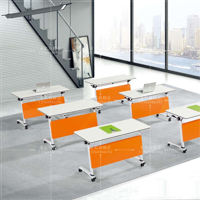 Folding training table single and double educational institution table group activity meeting room table and chair student remedial class strip table
