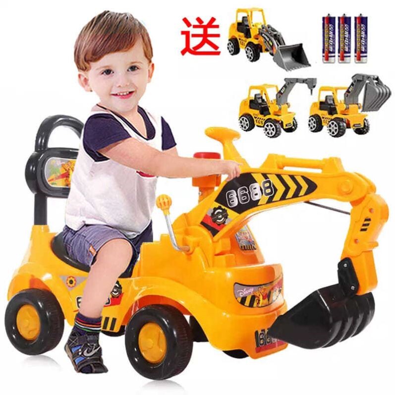 Can ride large scooter children's excavator with music excavator twist car can sit on human toy car engineering car