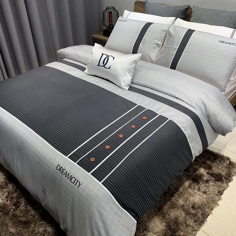 Four-piece set of pure cotton cotton light luxury high-end bed linen