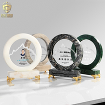 Crystal trophy custom creative wood medal custom round mountain marble authorized medal retirement souvenir