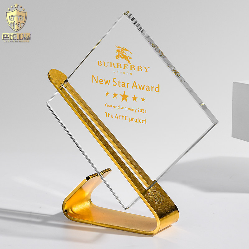 Creative metal trophy custom crystal square medal gold silver copper custom annual meeting awards excellent sales souvenirs