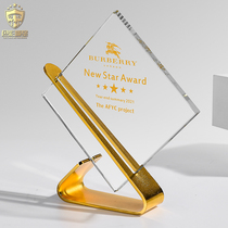 Creative Metal Trophy Customized Crystal Square Medal Gold Silver and Copper Customized Annual Meeting Awards Excellent Sales Souvenirs