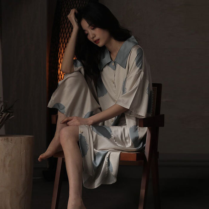 Sandro Vicari Sleepdress 2021 Summer Ice Wire Thin Pajamas Blue Wave Dot Advanced Home Clothes