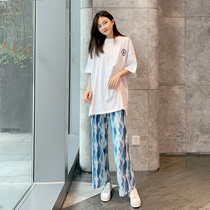 Pregnant Women summer suit out fashion thin T-shirt summer cotton short man summer casual two-piece tide