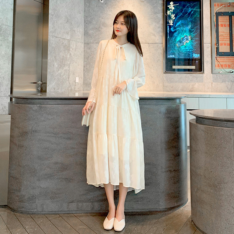 Gestational dress Spring loaded with 2022 long version of ultra-fairy, fashion loose large size for snow-spinning breast-feeding dress Chauma