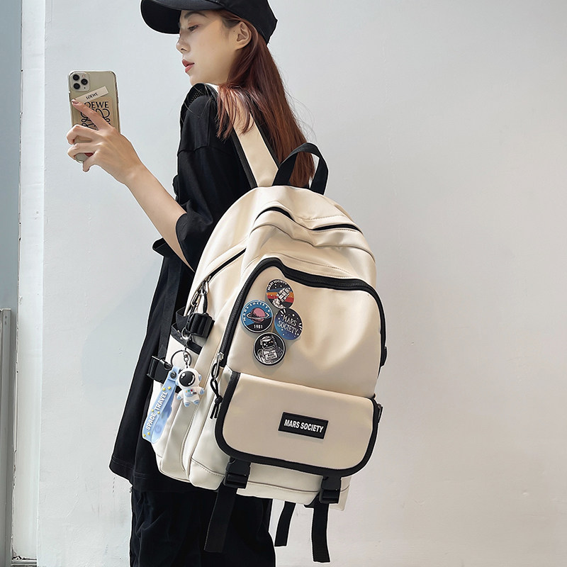 Schoolbag male Korean version of college students high school students large-capacity junior high school students trend back backpack backpack female ins tooling