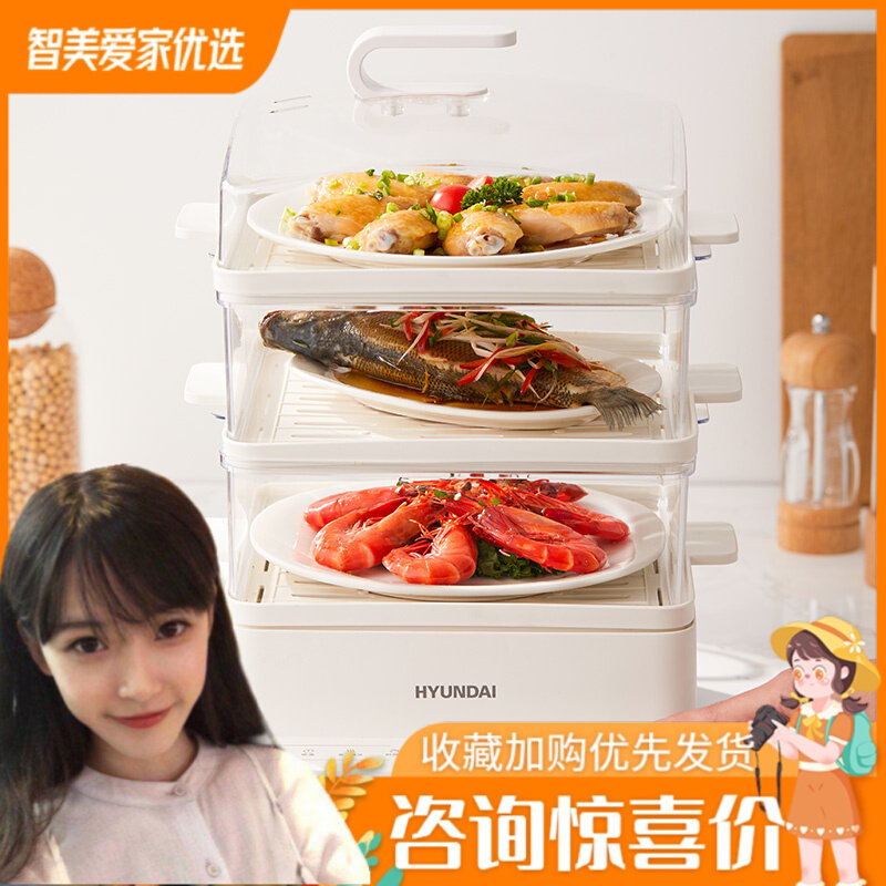 HYUNDAI modern electric steam boiler multifunction three-layer large-capacity steam boiler fully automatic small breakfast YKE-CF002