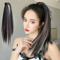 Horsetail Wig Woman Long Hair Net Red Pick Dyeing High Ponytail Strap Type Magic Stick Natural Emulation Hair Straight Hair Fake Horse Tail