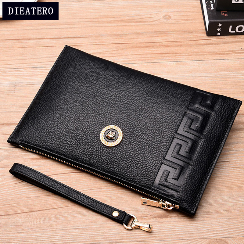 High-end Light Luxury European Station Hand Grab Bag Big Card Fashion Envelope Wallet Bag Men's Hand Grip Bag Handbags Men Genuine Leather