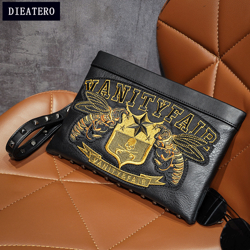 Handbags Men's Leather Youth Envelope Bags Large Capacity Fashion Casual Clutches European and American Trendy Clip Bags Clutch Bags