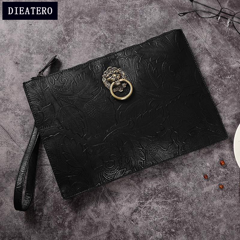 Men's Leather Clutch Envelope Bag Korean Fashion Large Capacity Soft Leather Casual Men's Bag Clutch Bag Clip Bag