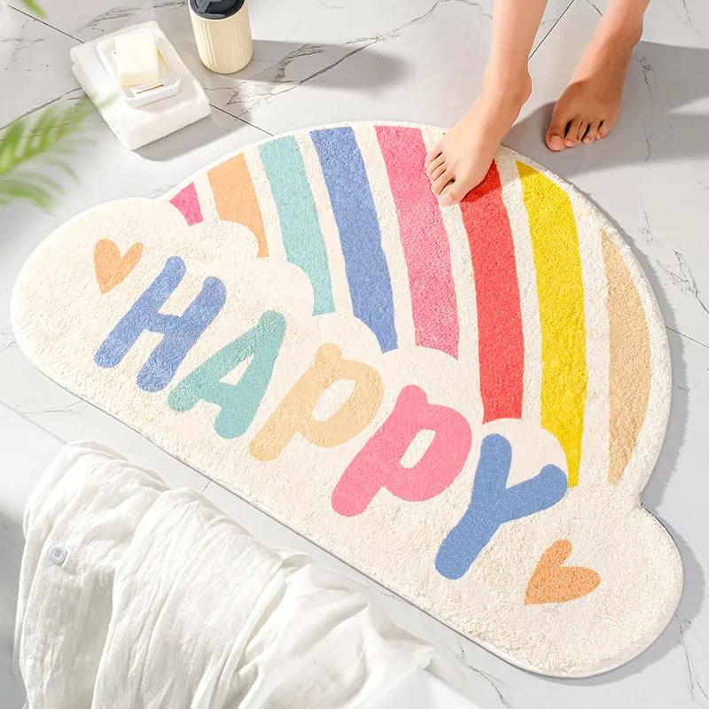 Semicircular Rainbow Bathroom in door mat Absorbent Makeup Room Door Mat Bathroom Toilet Doorway Non-slip Foot Mat