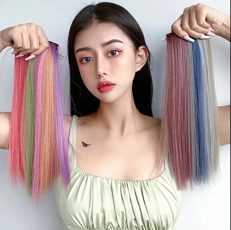 Color wig sheet Woman length straight hair pick up color small ear hair color wig strip hair bundle ear hanging wig piece