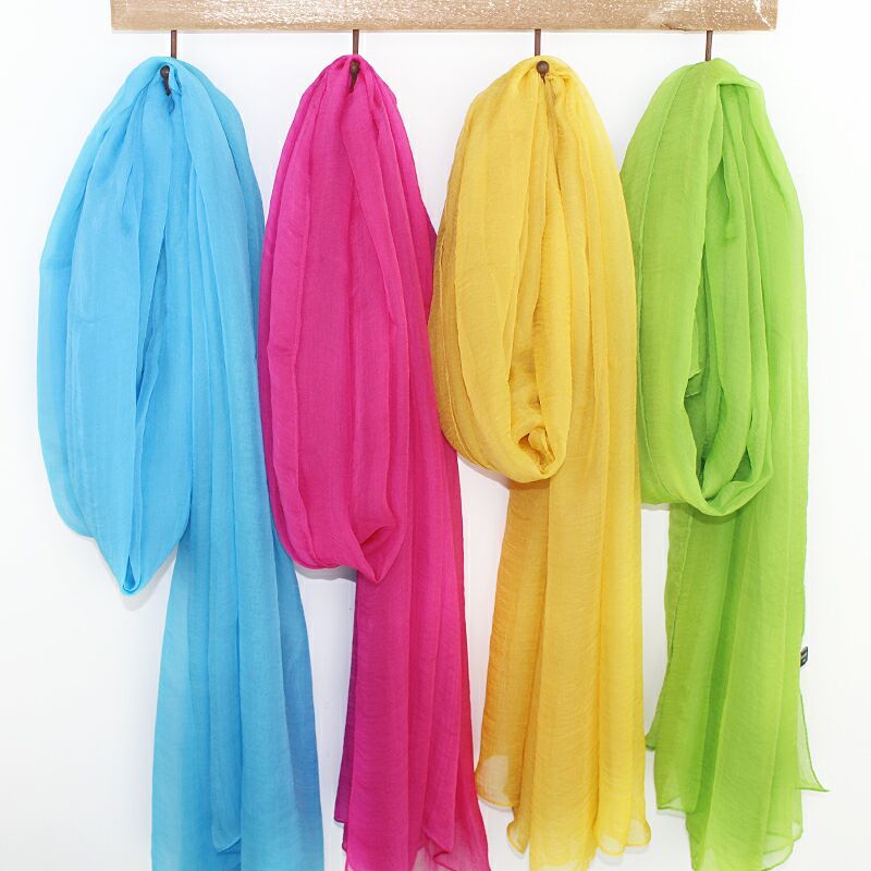 Origin Direct Pure Color Ice Silk Scarves Women Long Prints 100 Hitch Fashion Thin Scarves Shawl Sunscreen Snowspun Scarves