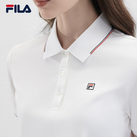 FILA 공식 여성 니트 반팔 폴로 셔츠 2024 여름 신작 캐주얼 기본 심플 탑