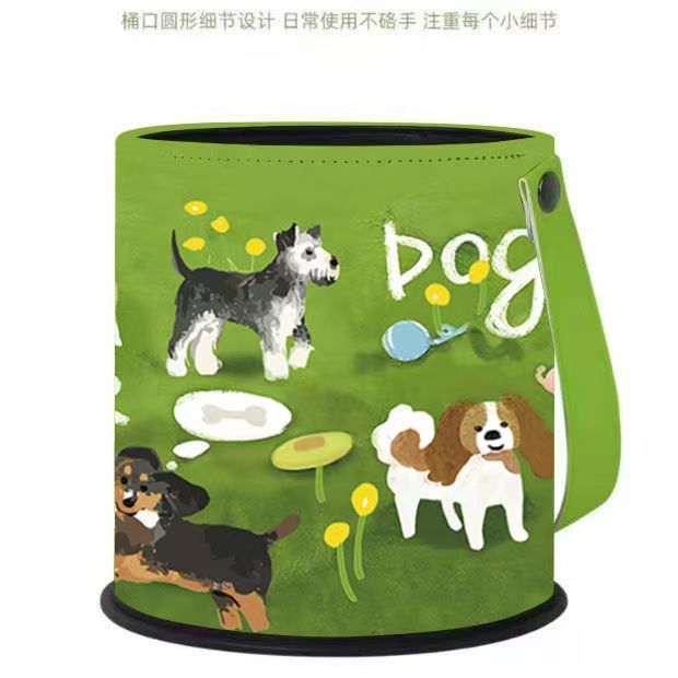 Outing Puppy Car Trash Can Cute Style Hanging Storage Bucket Car Round Waterproof Cartoon Trash Can Outing Puppy Car Trash Can Cute Style Hanging Storage Bucket Car Round Waterproof Cartoon Trash Can