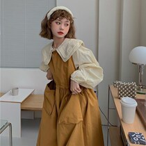 Net Red Spring Dress Suit Womens Style Heben Wind Dress New Doll Collar Long Sleeve Shirt Retro Skirt
