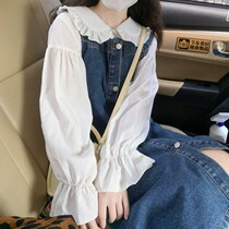 Net Red Dress Denim Harness Skirt Woman Fall 2022 Han Edition New Retro Cashew Casings Loose slim and long harnesses