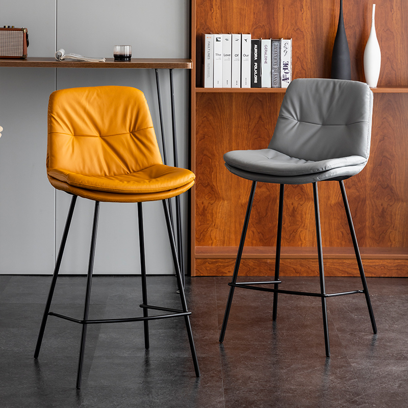 Bar chair modern minimalist iron home high stool Nordic high stool back bar chair light luxury front desk seat