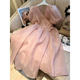 High-end pink organza dress female summer temperament foreign style age-reducing French skirt fairy super fairy forest system