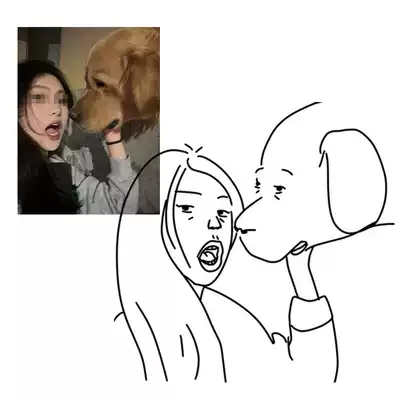 Hand-painted head portrait spoof ghost animal sand sculpture mobile phone Protective case black and white line stick figure exaggerated sketch couple style design