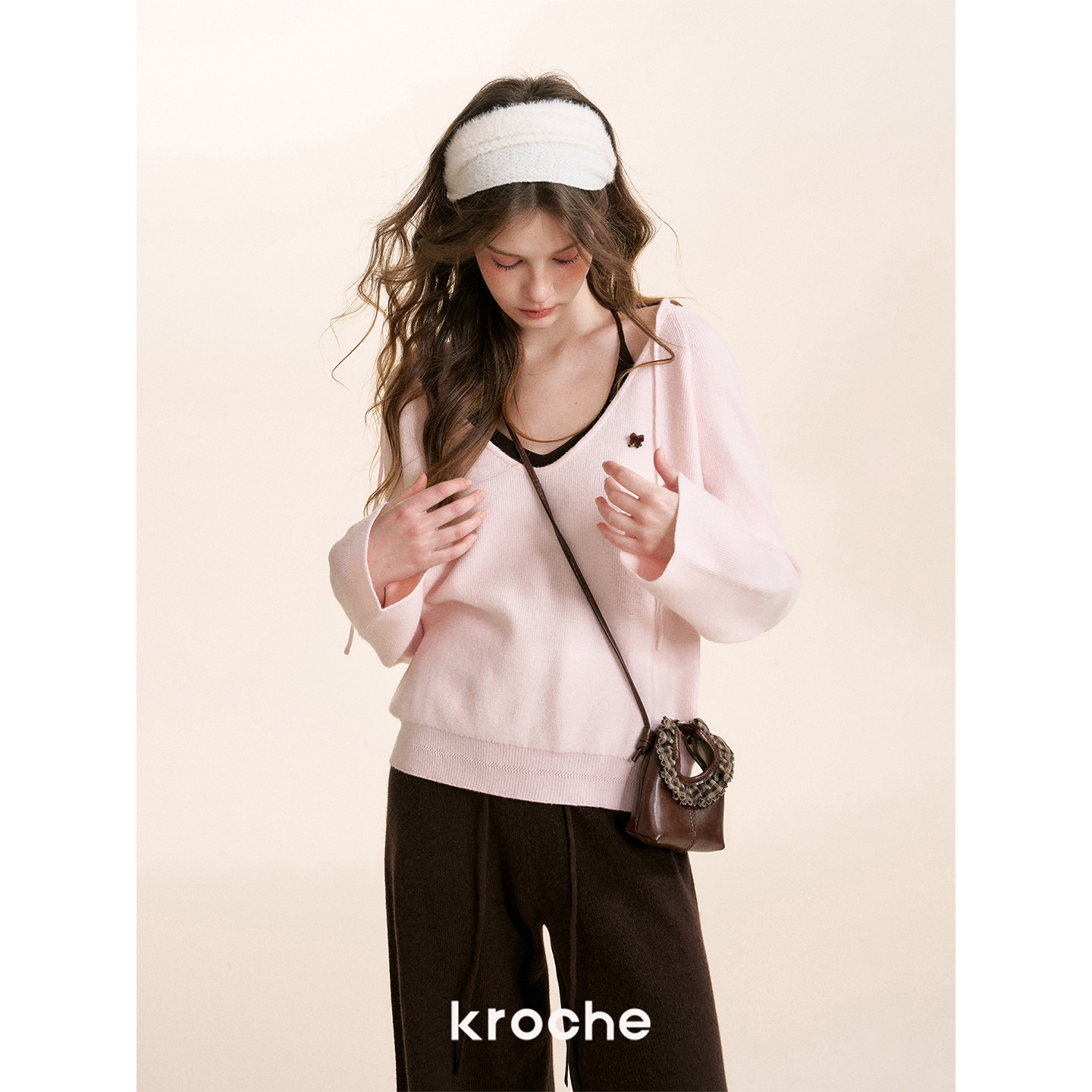 KROCHE フード付き ワイド ニット