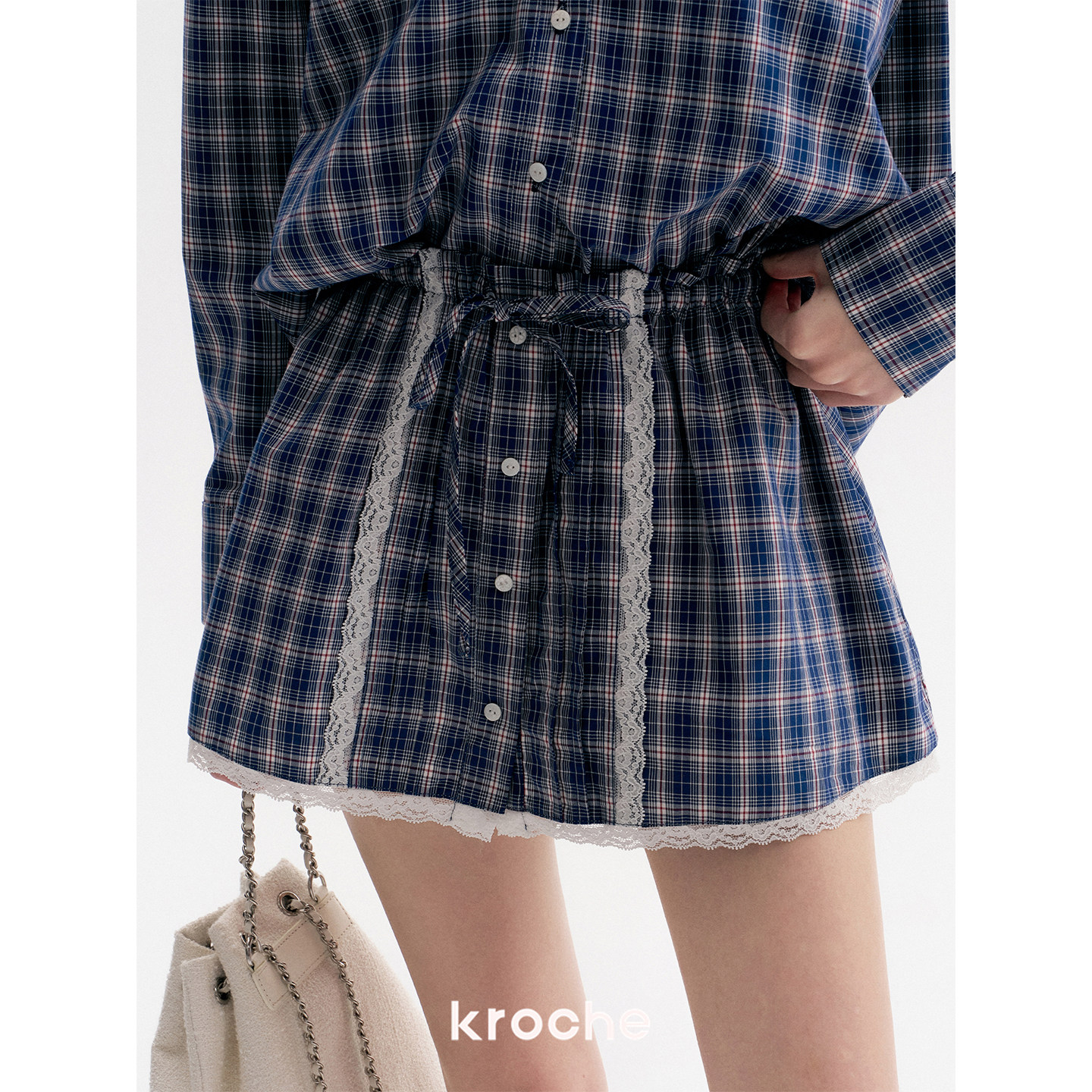 KROCHE レース チェック スカート KPK9021