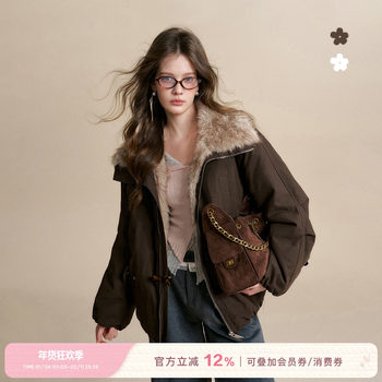Liang Tian's Same Style Kroche Lyocell Tencel Eco-Friendly Fur Large Lapel Warm Loose Parka Jacket