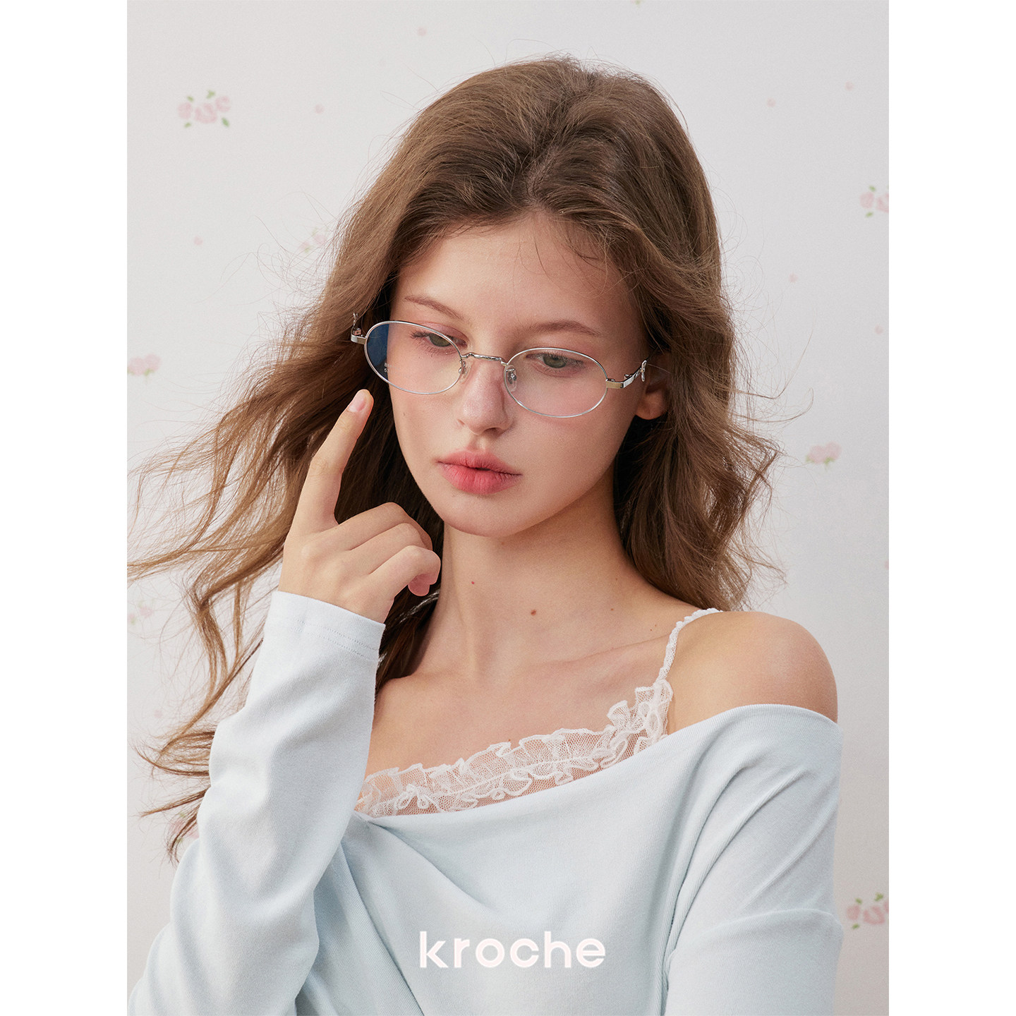KROCHE レース アシンメトリー 重ね着風 長袖 Tシャツ KP3134