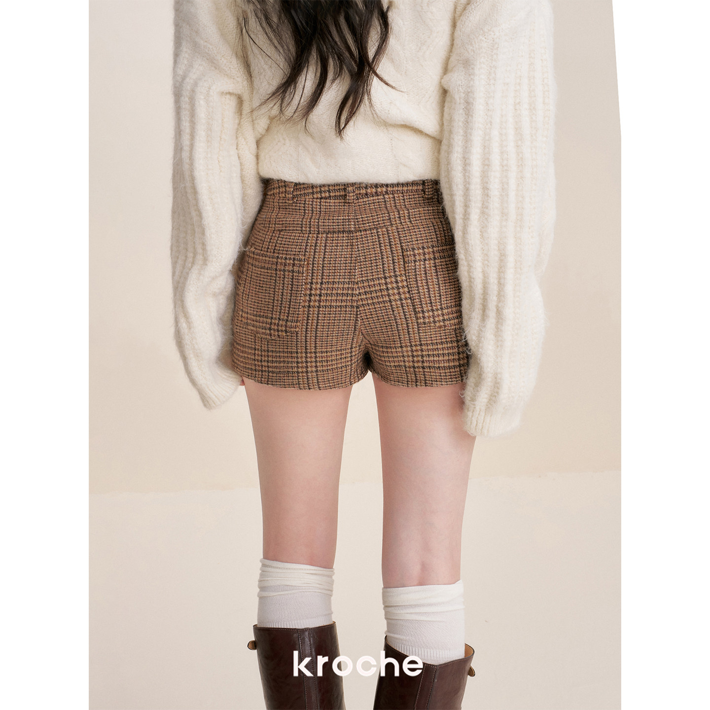 KROCHE チェック ハイウエスト パンツ KLC9022