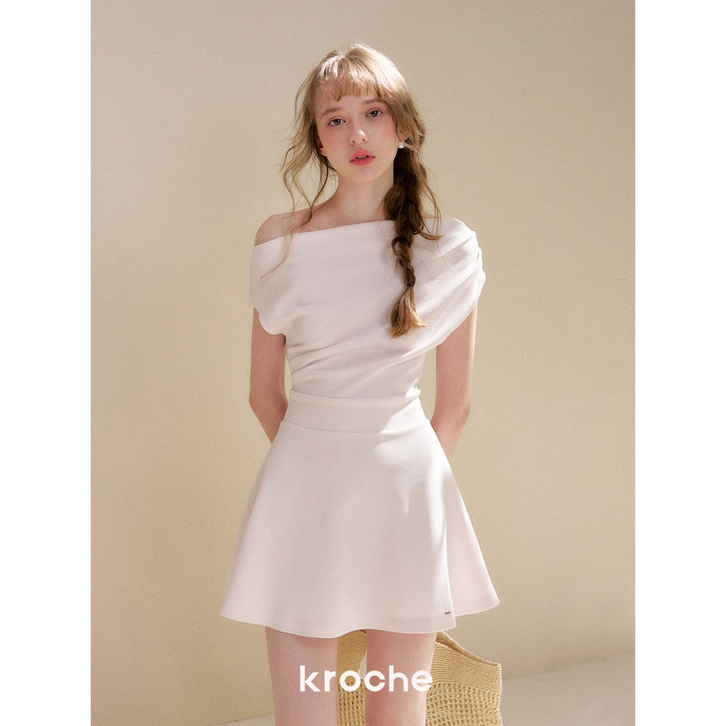 KROCHE リボン アシンメトリー ワンピース KR6064