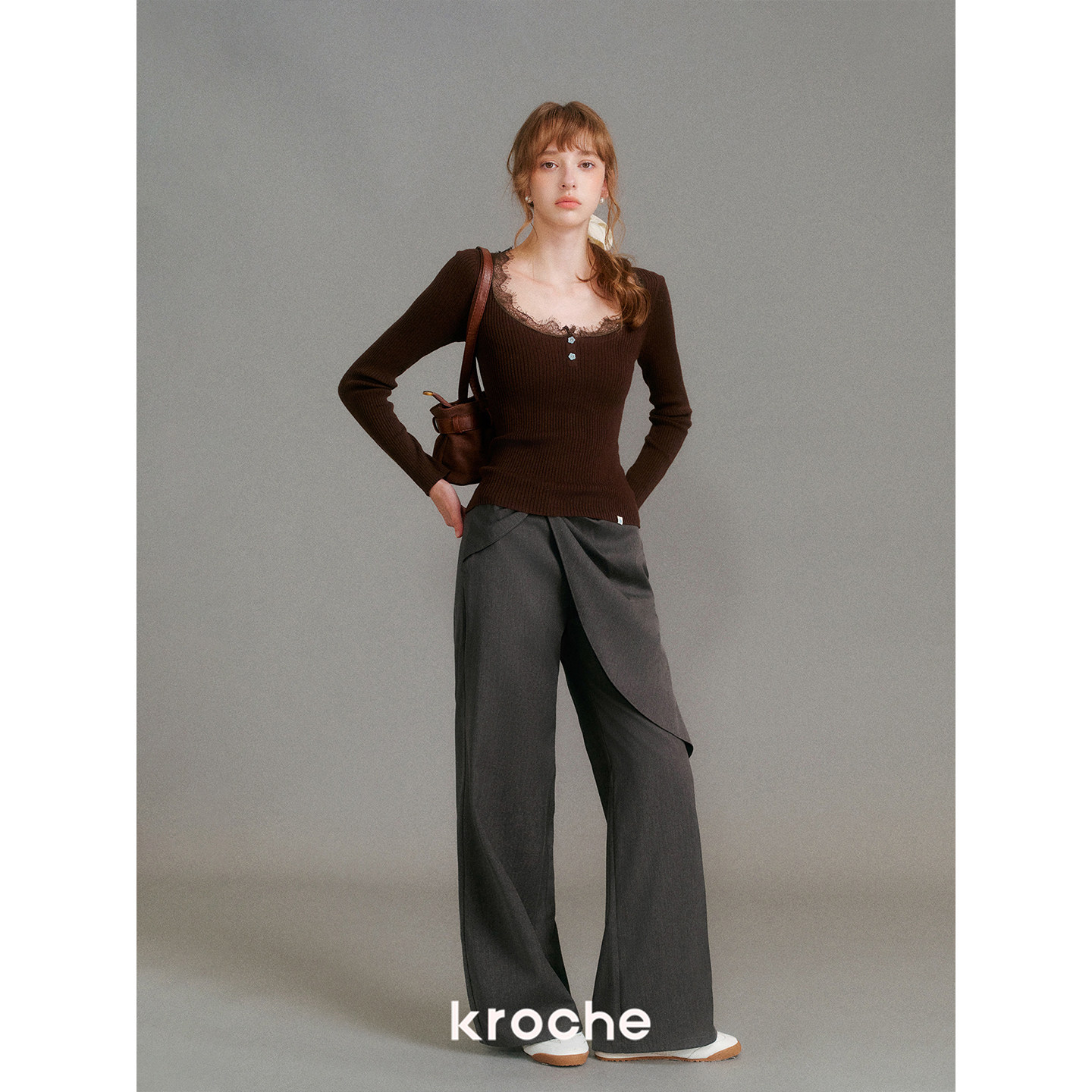 KROCHE リボン ストレート パンツ KL3065