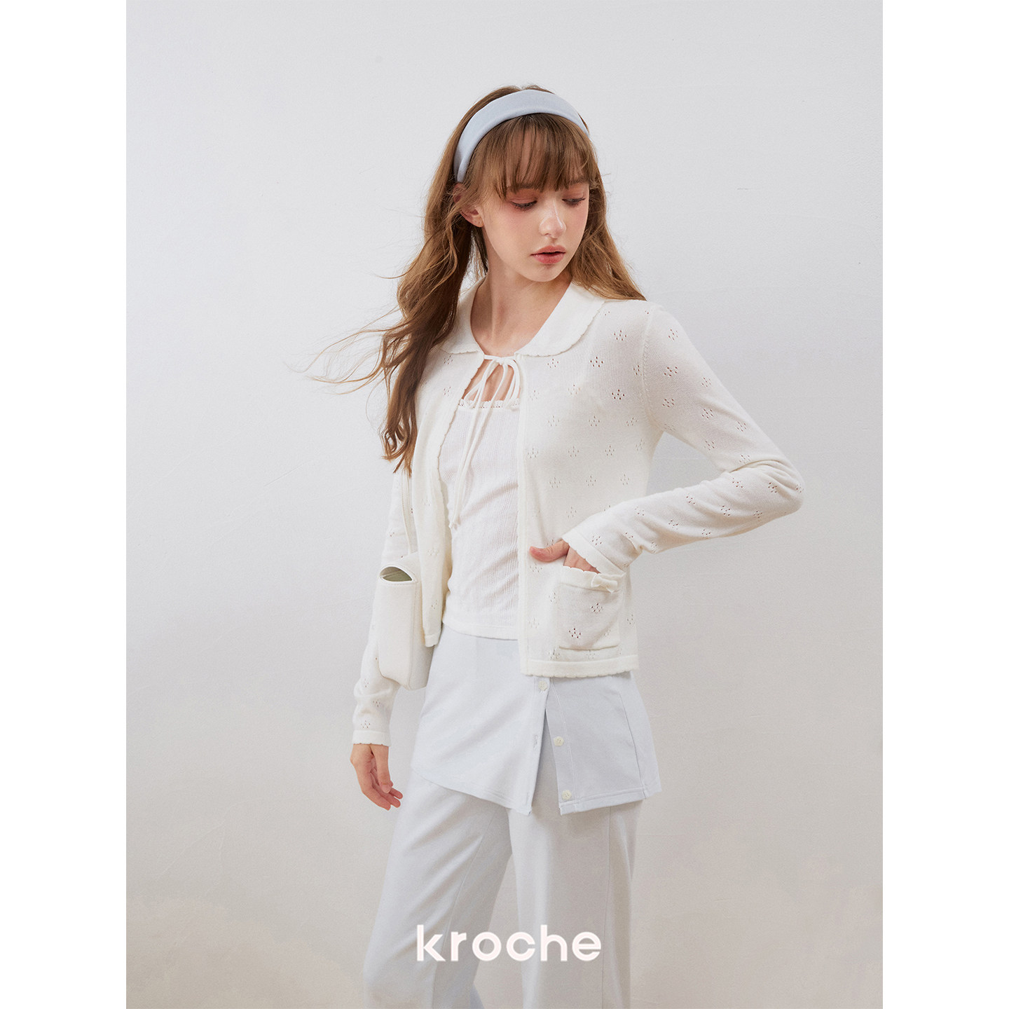 KROCHE 丸襟 透かし編み ニット KP3114