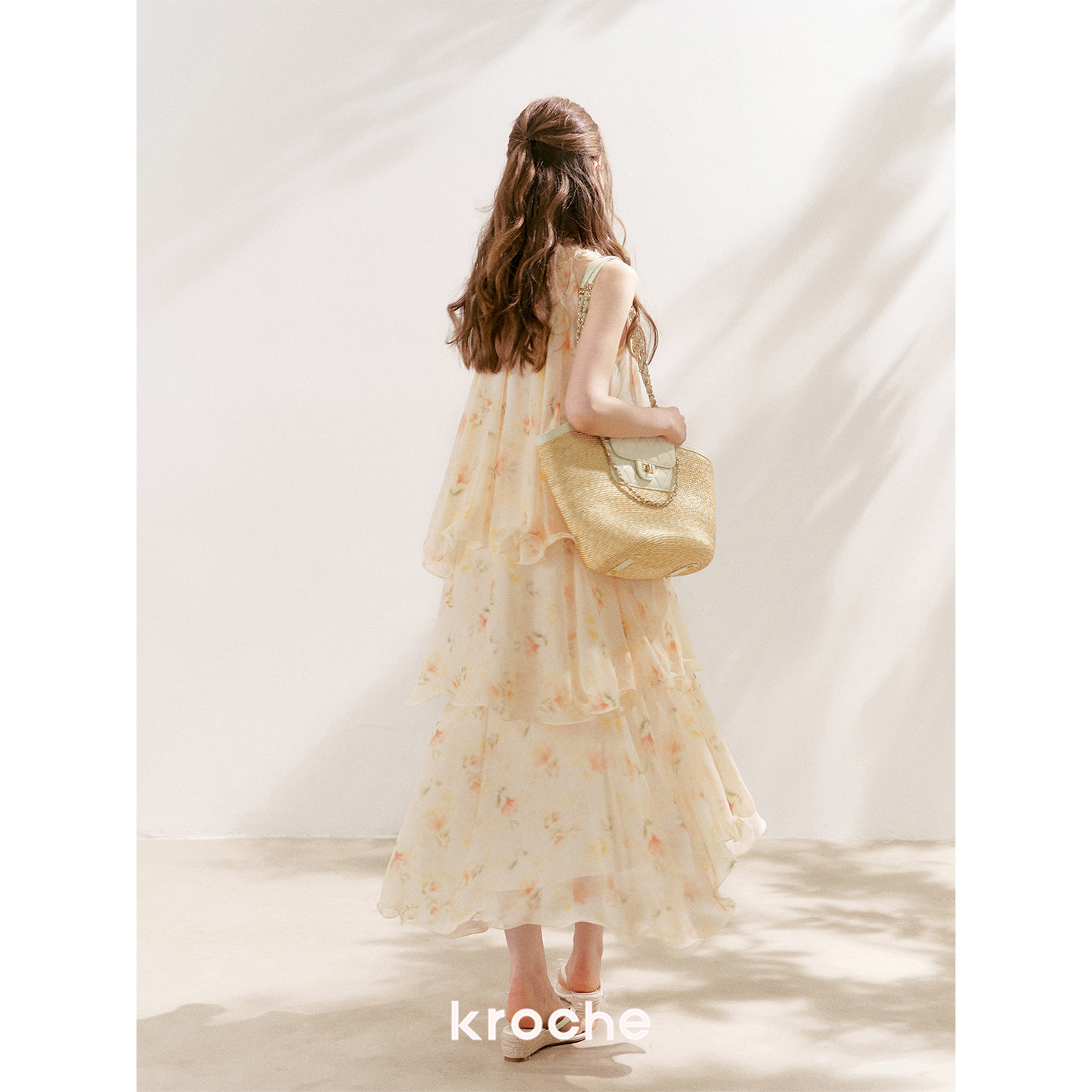 KROCHE ホルターネック プリント フラワー ワンピース KR9095