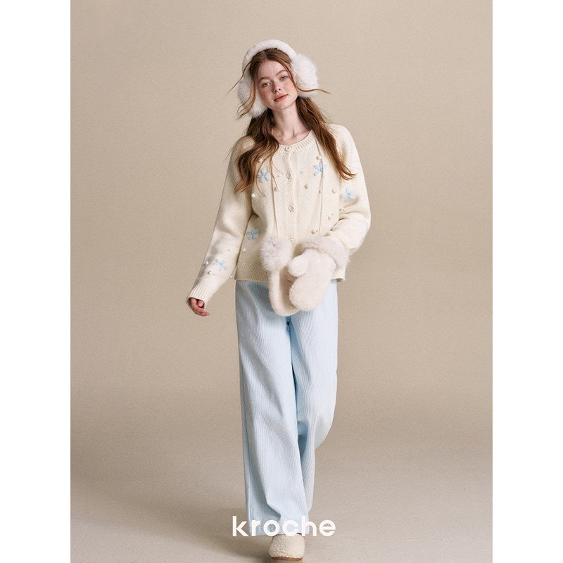 KROCHE ハイウエスト ワイド ストレート パンツ KB4576