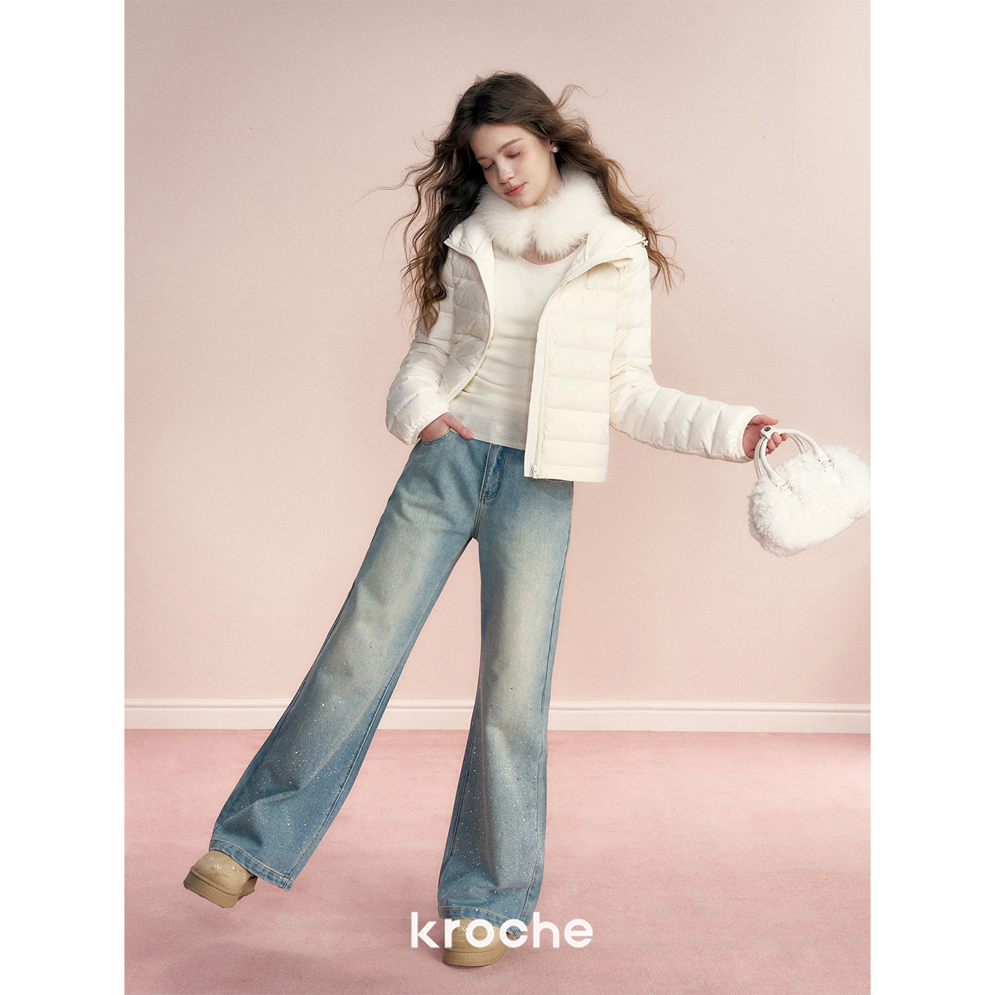 KROCHE デニム ワイド ストレート デニムパンツ KN2023