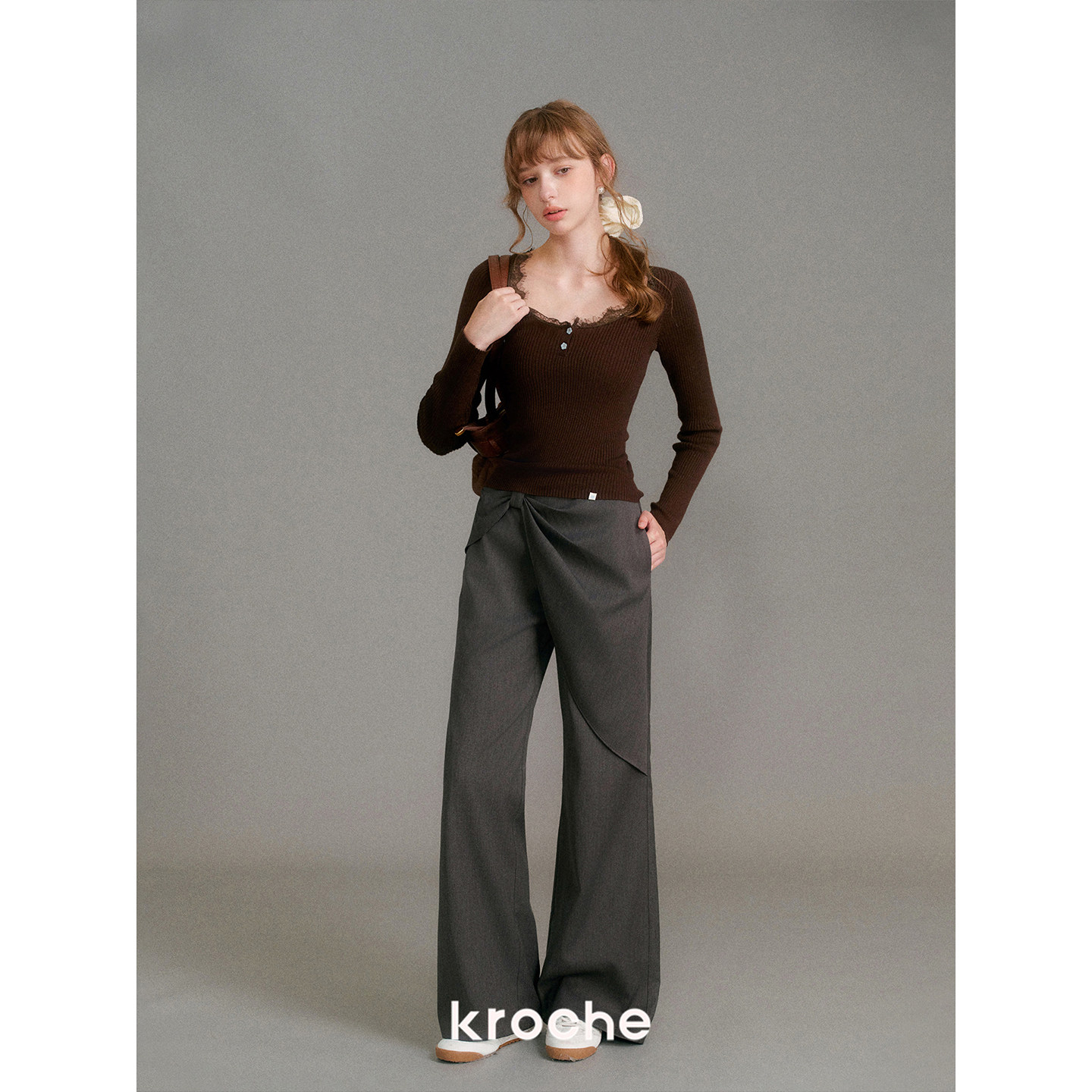 KROCHE リボン ストレート パンツ KL3065