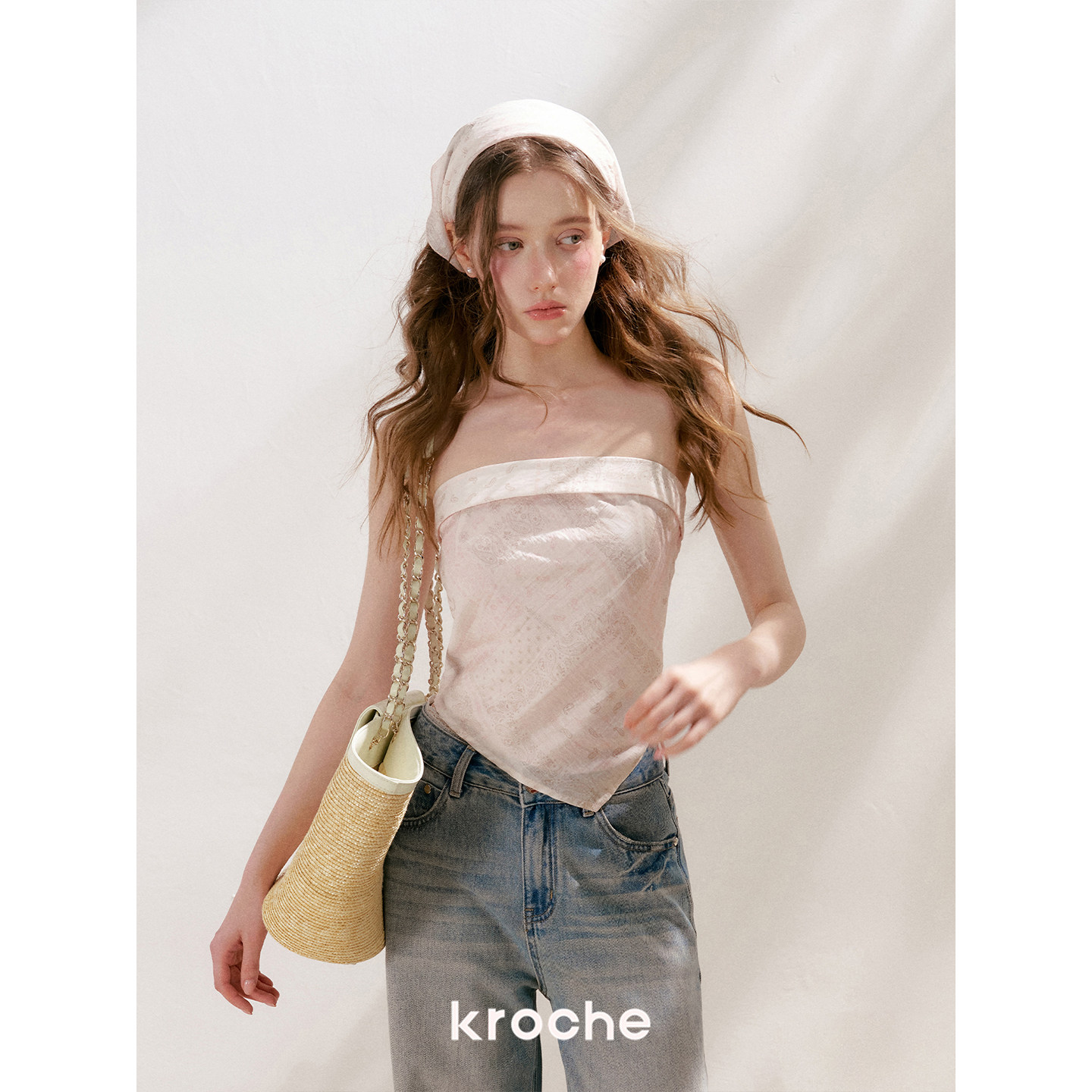 KROCHE プリント アシンメトリー ビスチェ KWF6005