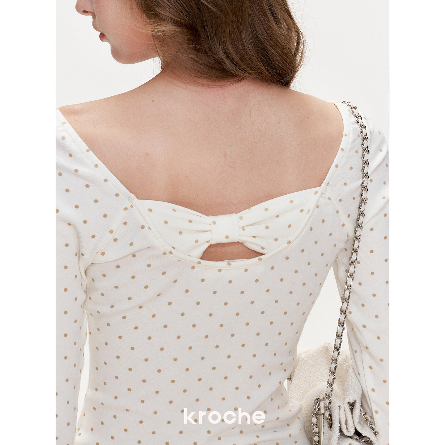 KROCHE リボン レース 透かし編み 長袖 Tシャツ KP8101