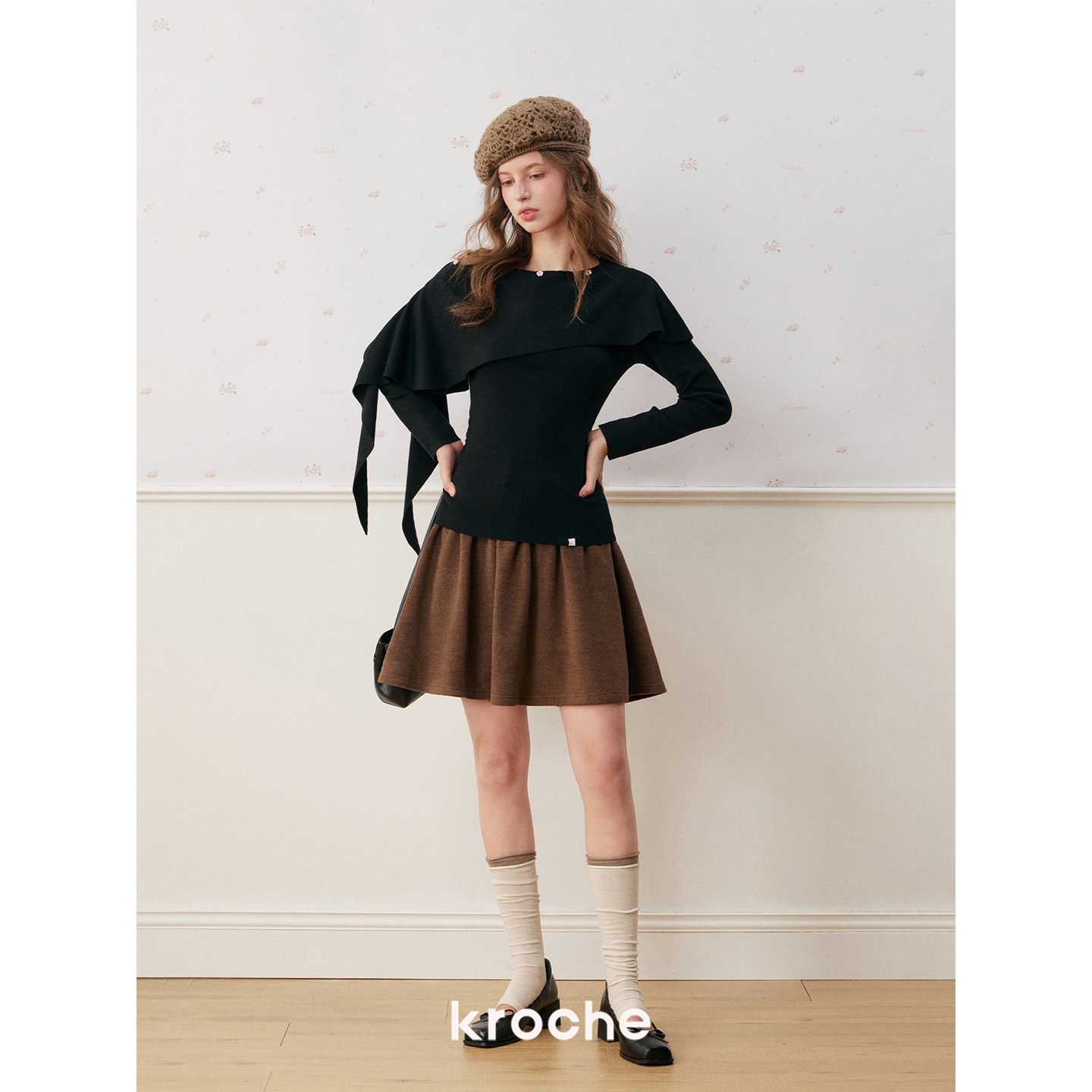 KROCHE チェック 重ね着風 スカート KDC3085
