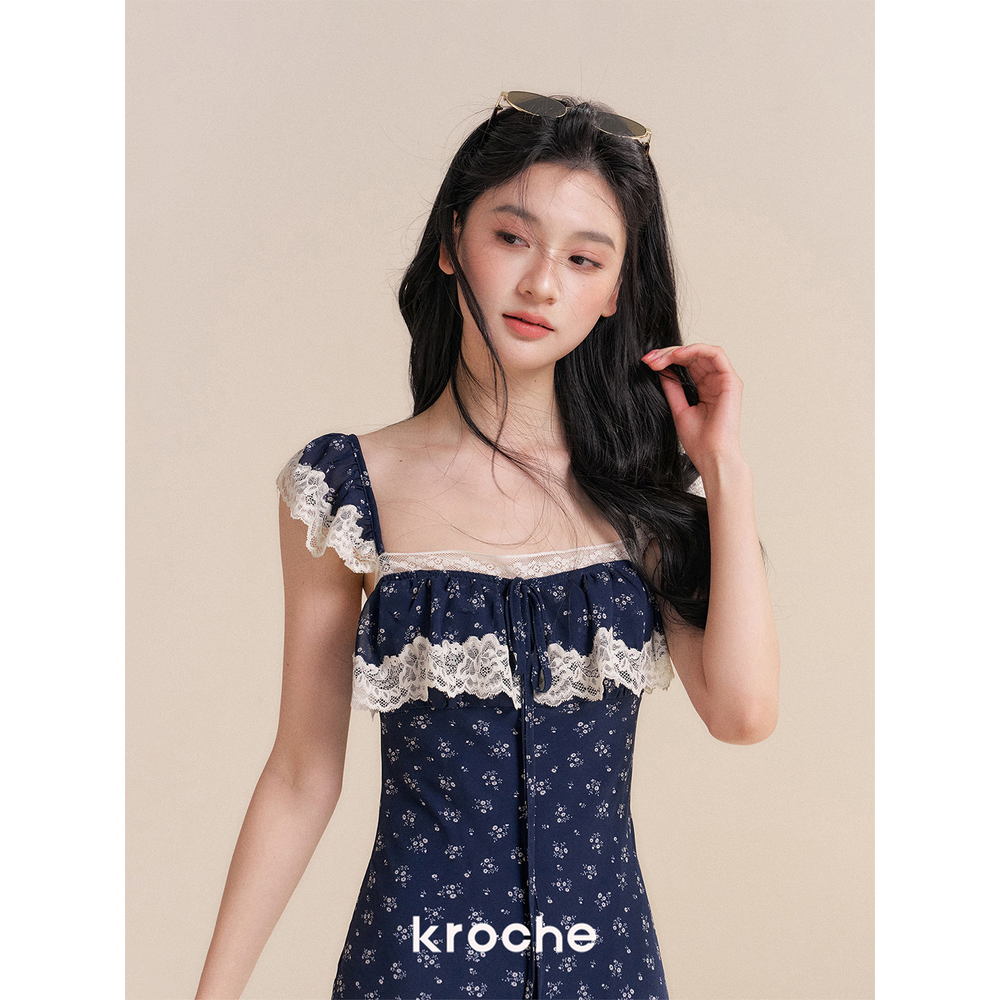 KROCHE レース フラワー ワンピース KR9067
