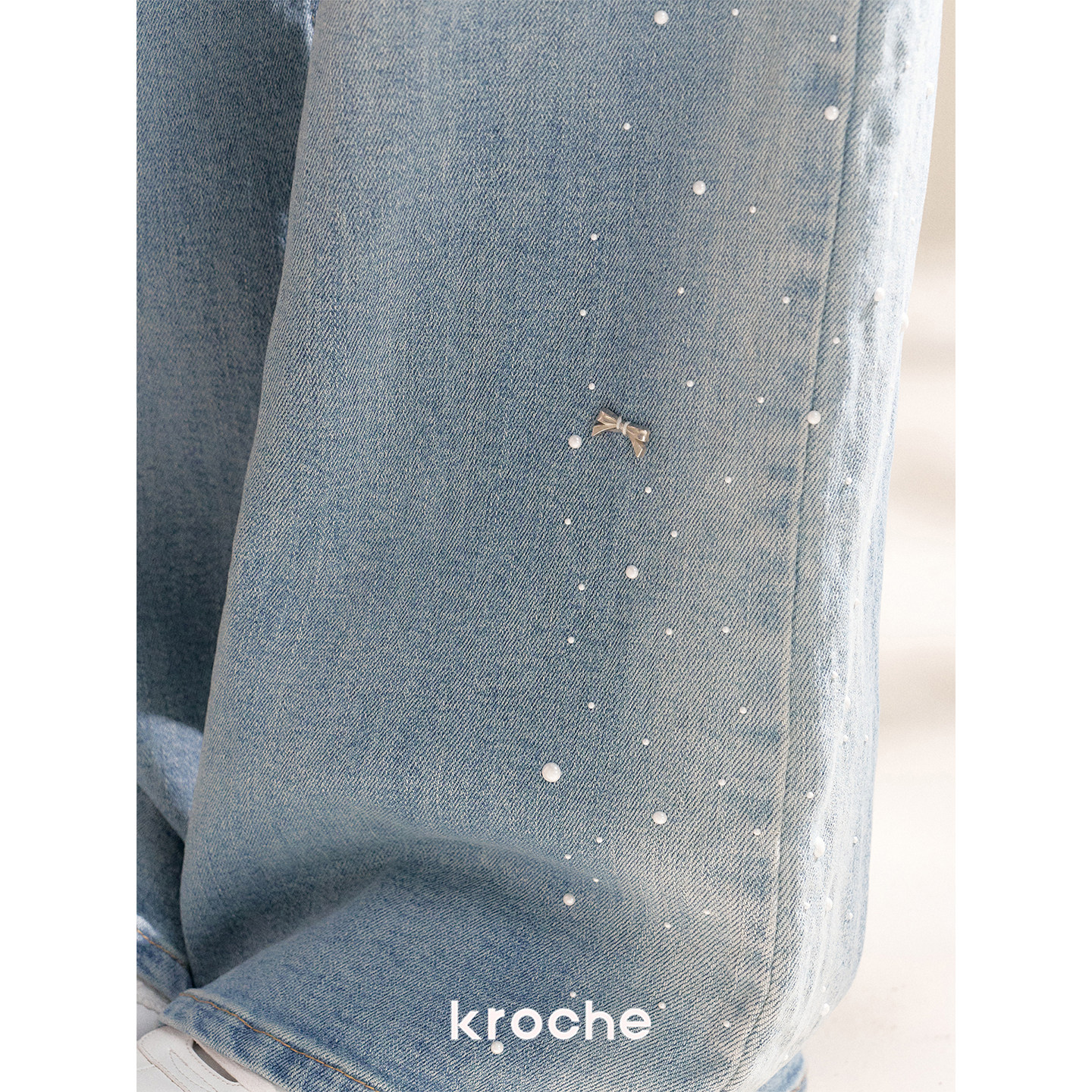 KROCHE リボン デニム ストレート デニムパンツ KN2031