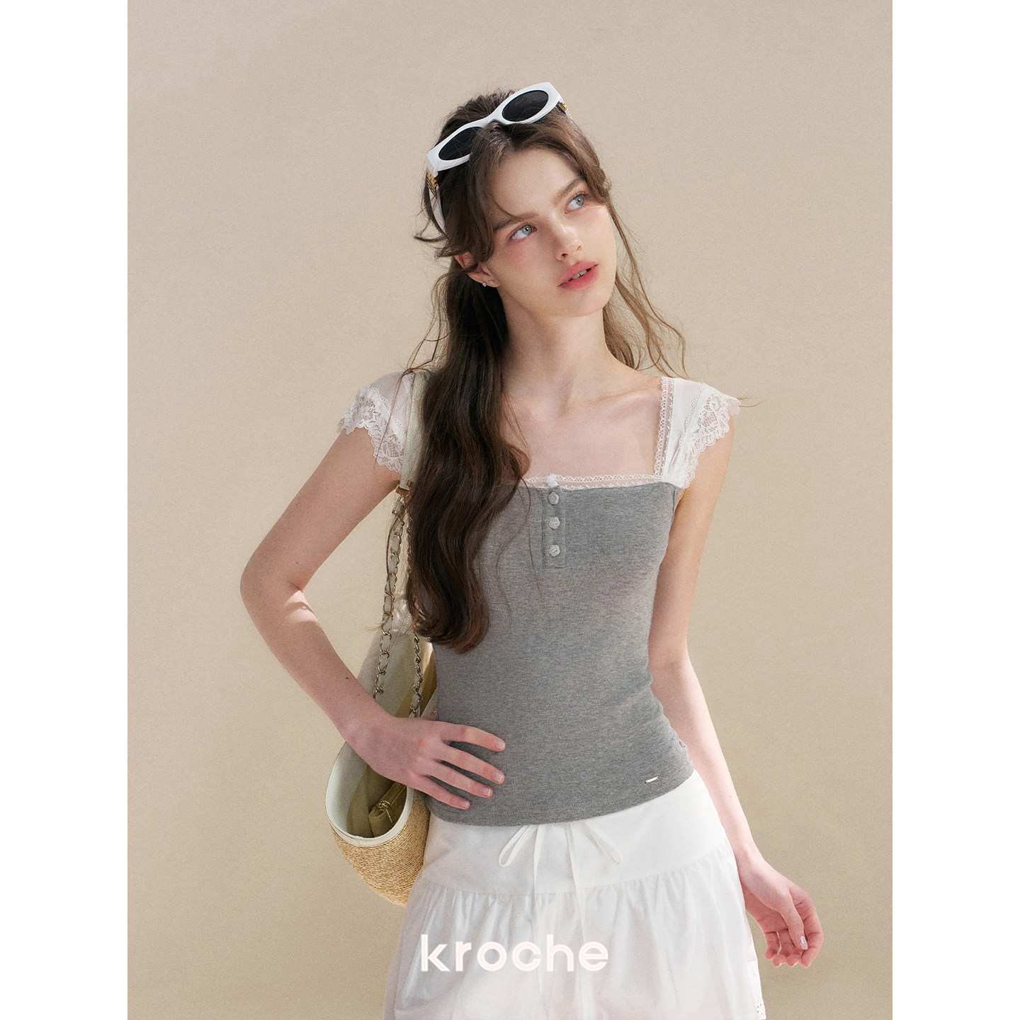 KROCHE レース Tシャツ KP8091
