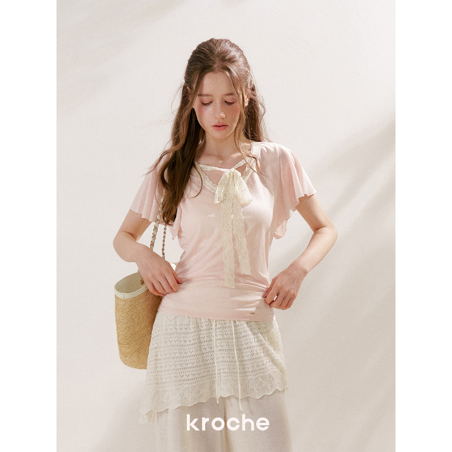 KROCHE リボン レース Tシャツ KWF6027