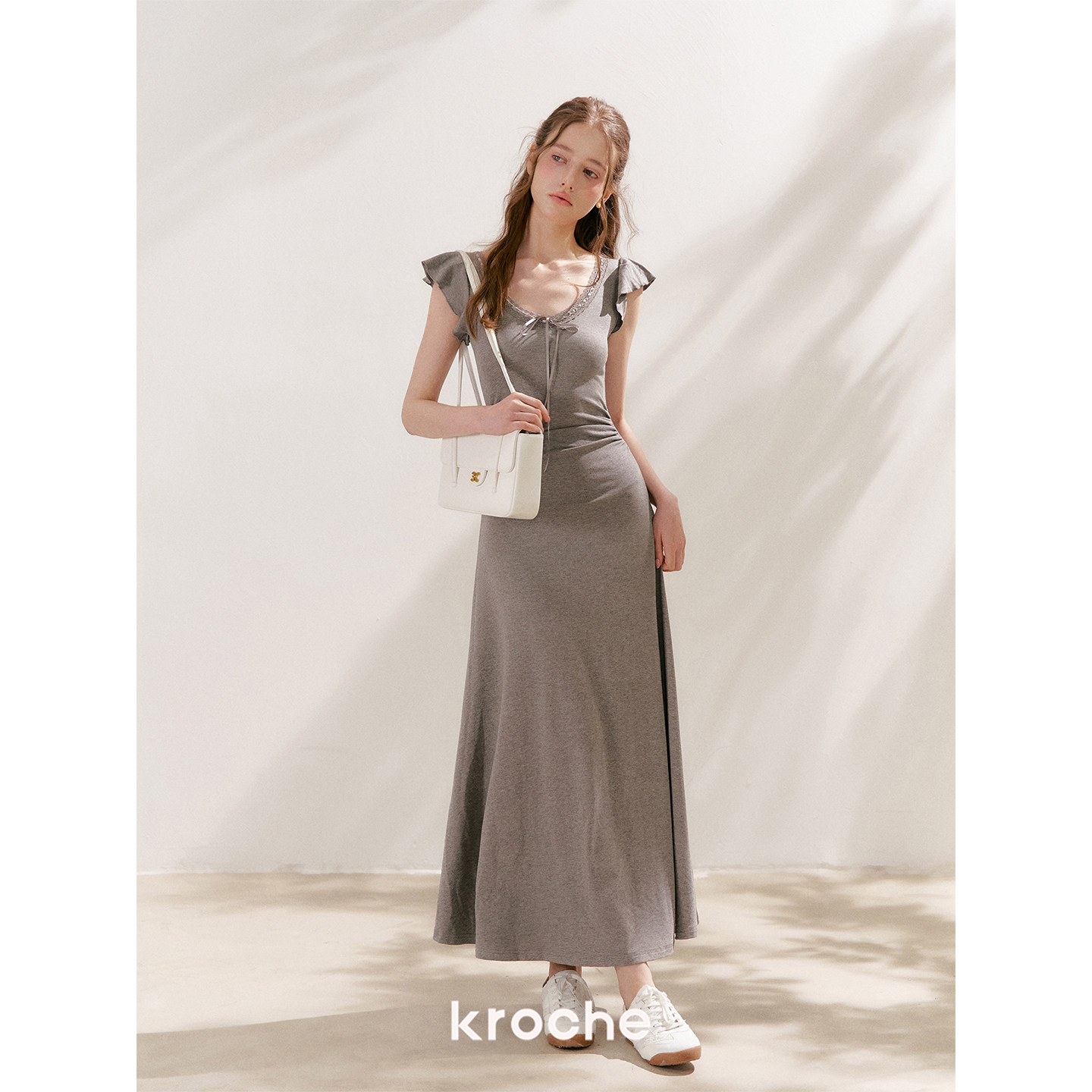 KROCHE リボン Vネック ワンピース KR7099