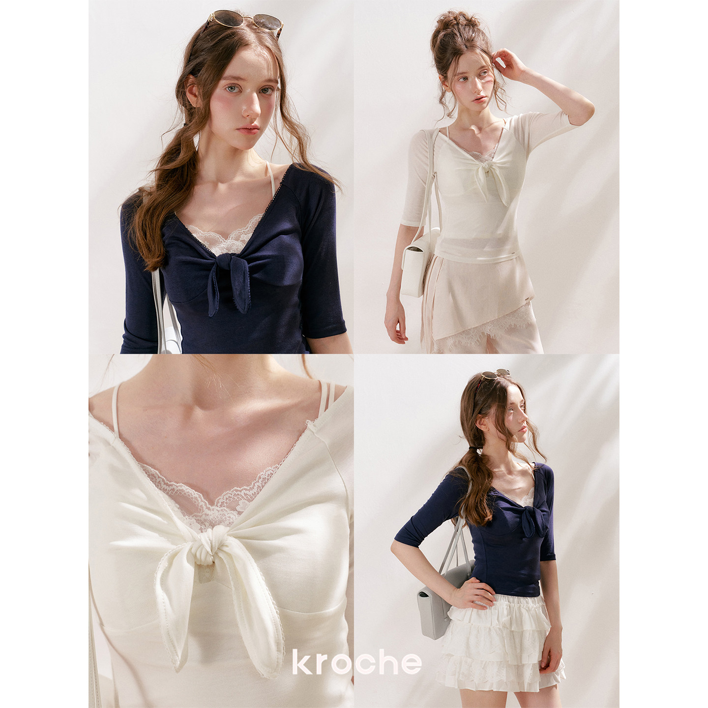 KROCHE リボン Tシャツ KEC8074