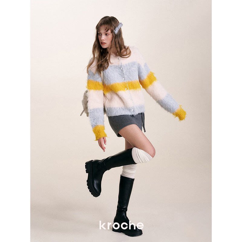 KROCHE ストライプ 配色 長袖 ニット KB4510