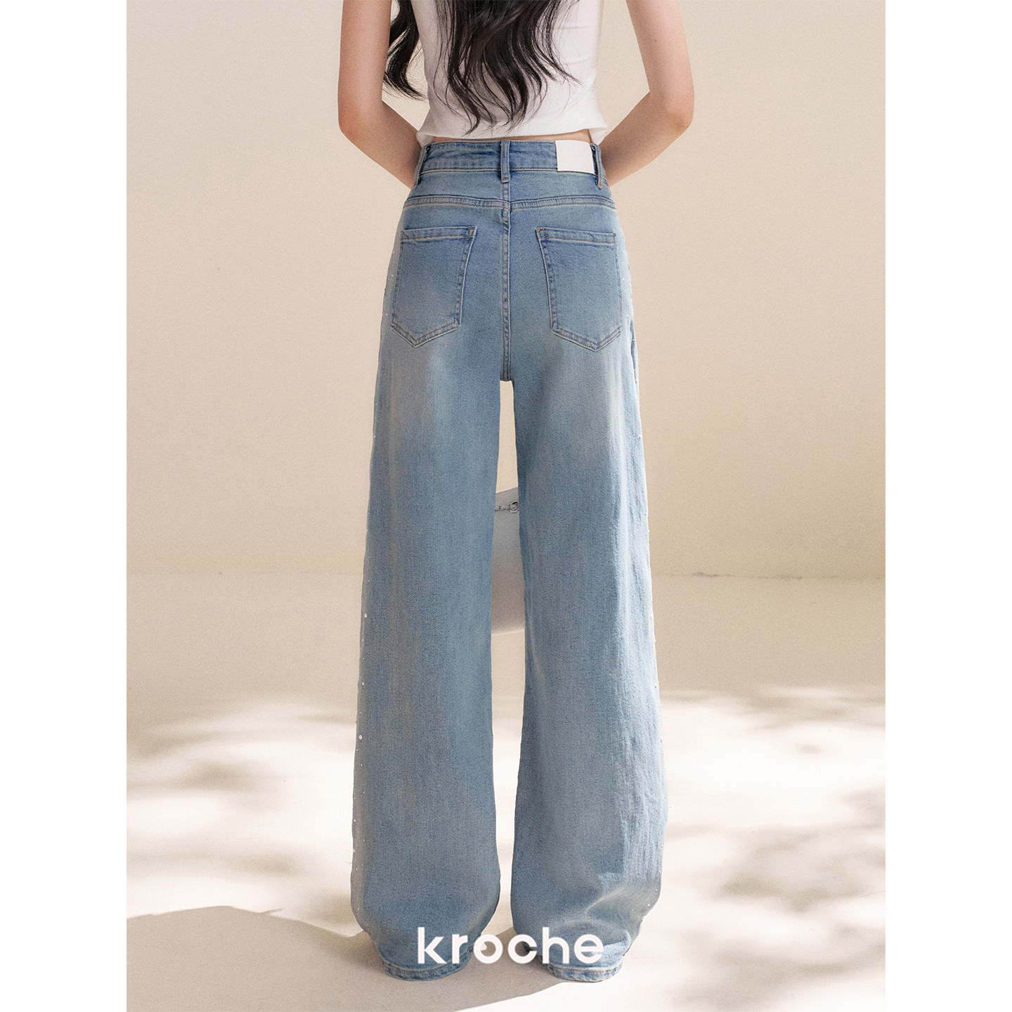 KROCHE リボン デニム ストレート デニムパンツ KN2031