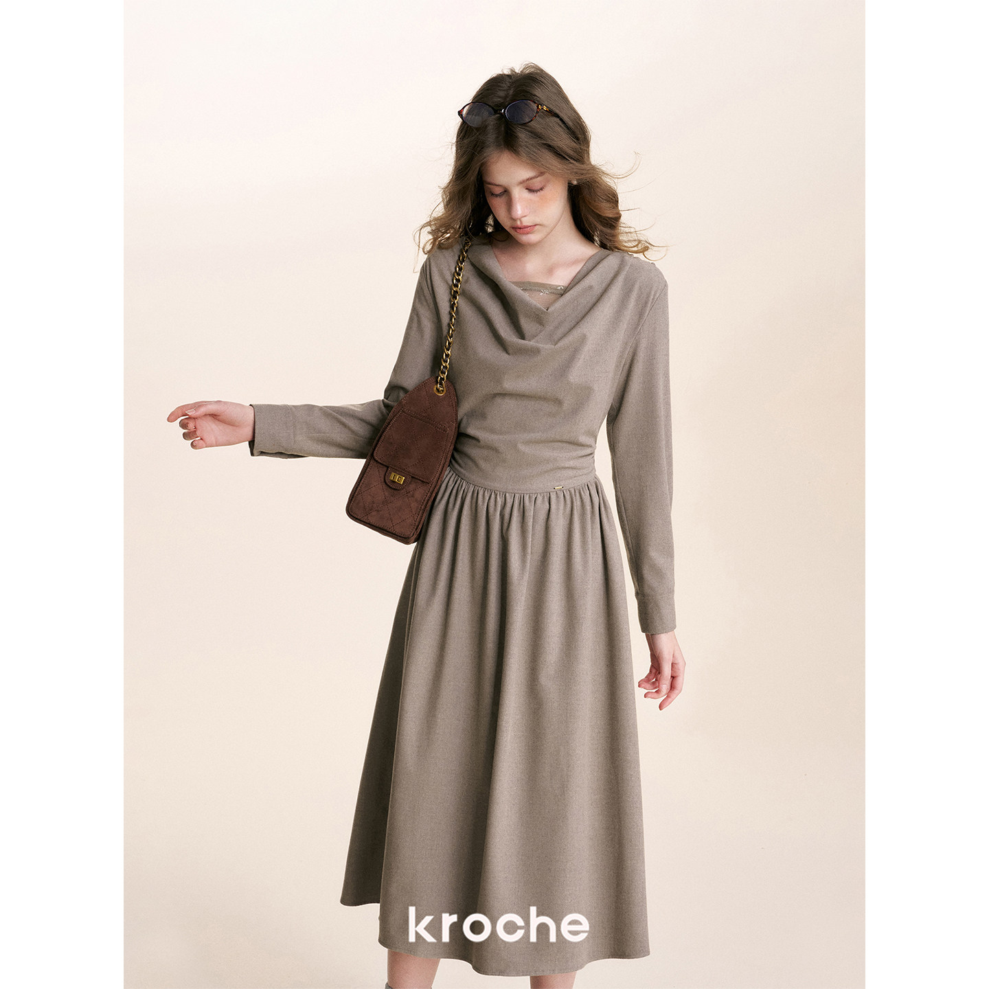 KROCHE レース 長袖 ワンピース KR7045